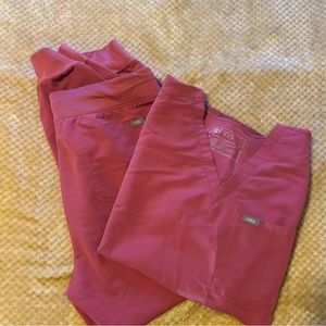 Figs pink scrubs. Medium top (1-pocket) and Large jogger style bottoms.